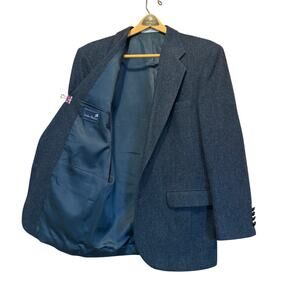 Vintage Stanley Blacker 100% Wool Herringbone Blazer Sport Coat Size 40R Tweed